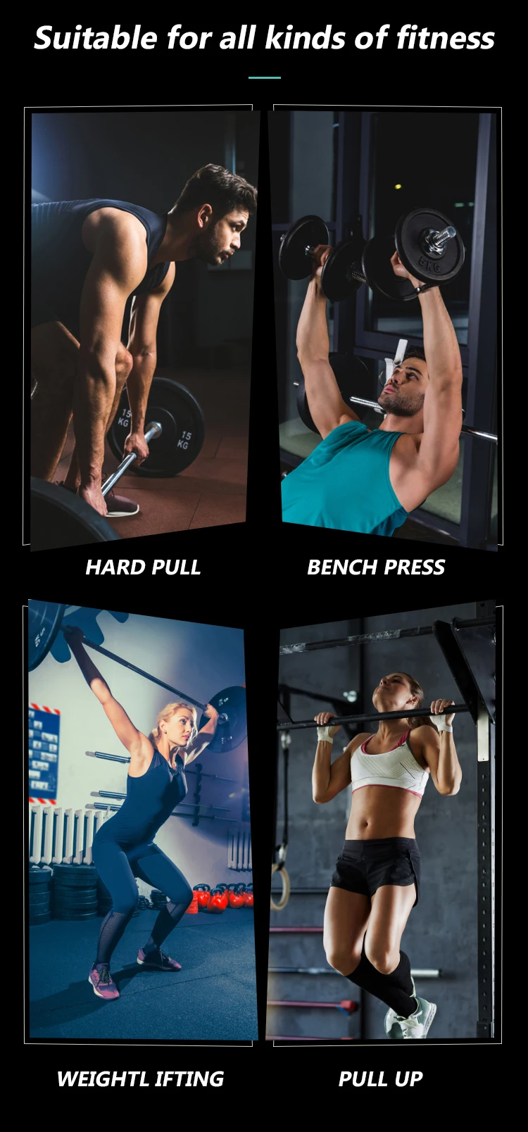 Wholesale Fitness Wrist Cuff Custom Logo Wrist Straps Weightlifting Gym Weight Lifting Straps