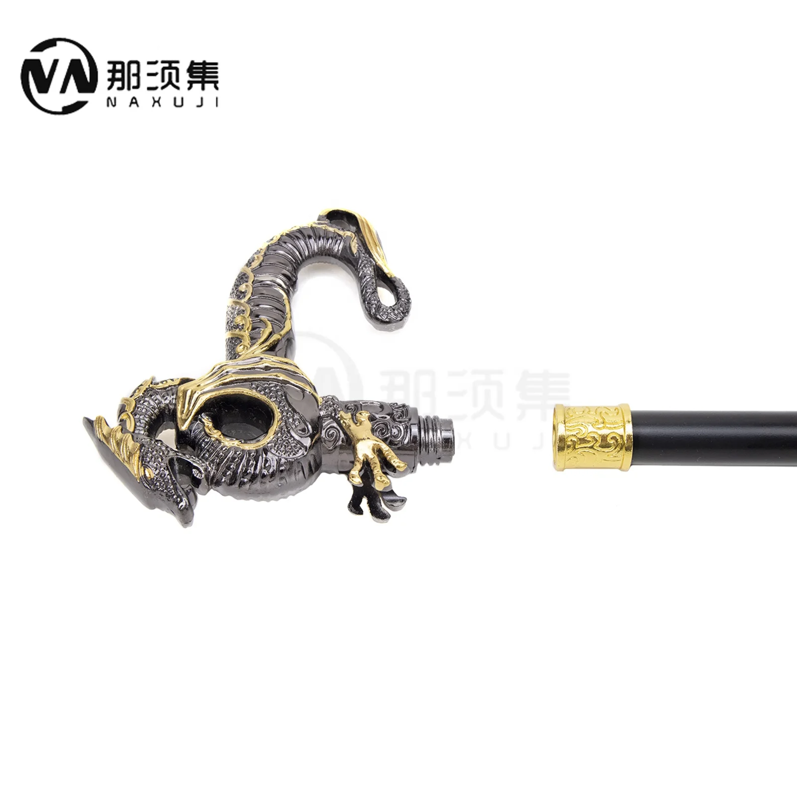 Gold Black Luxury Dragon Walking Cane Fashion Decorative Walking
