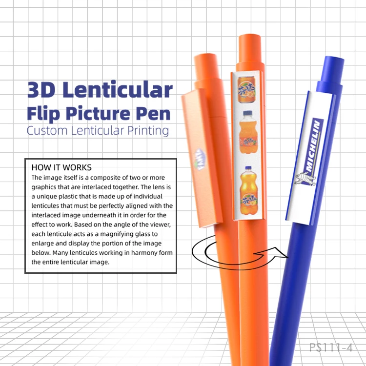 Prostar New Design Customized Printed  3D Lenticular Flip Picture Pen
