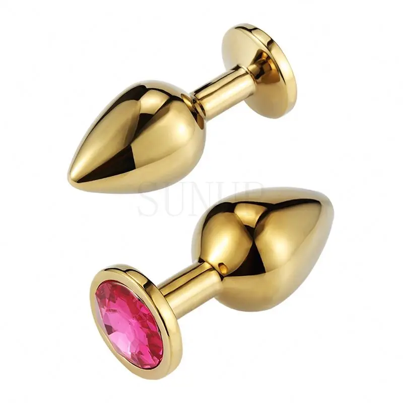 Free Custom Box - Small Medium Large Adult Products Golden Butt Anal Plug With Crystal Jewel