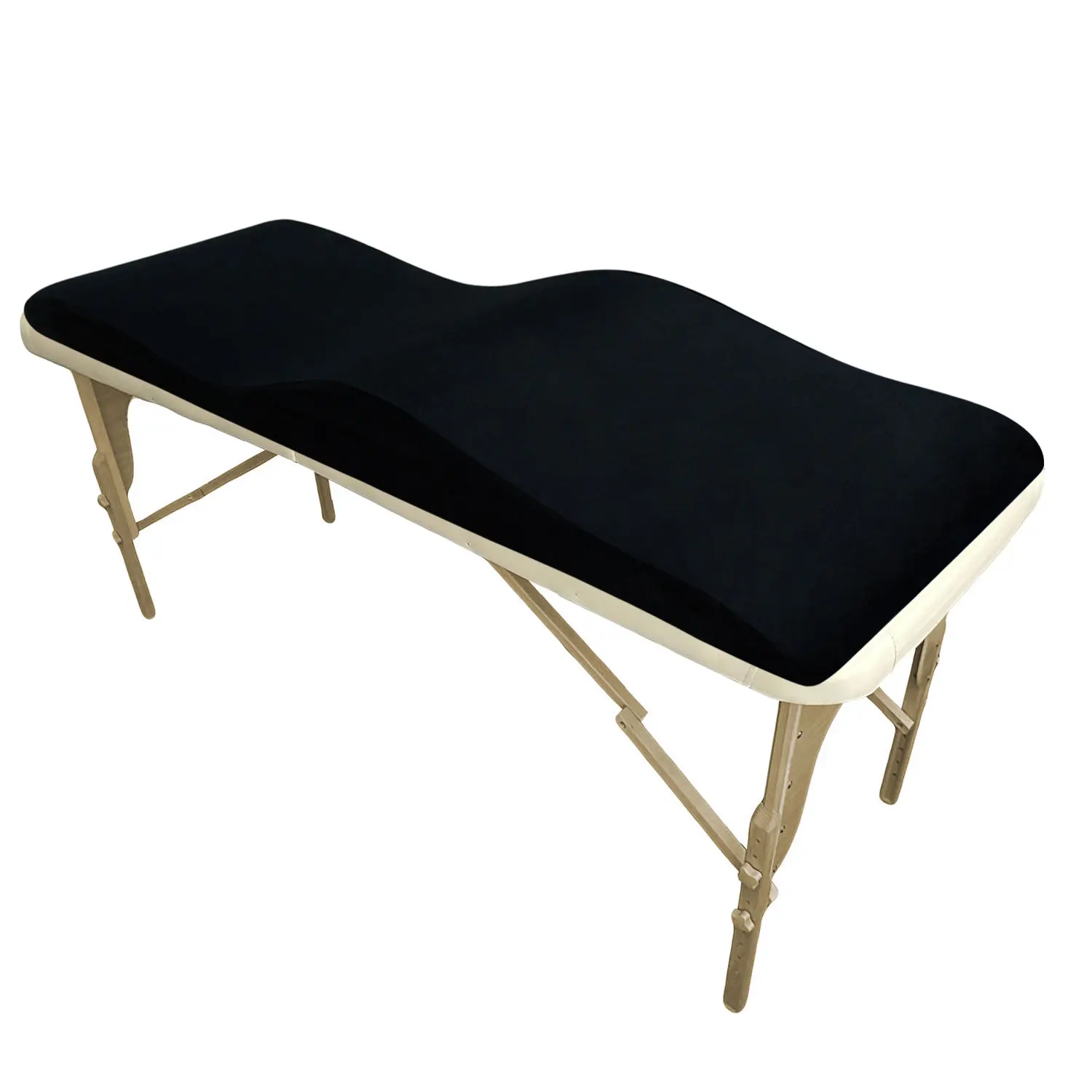 Customize Massage Table Toppers Beauty Spa Bed Pads Wave Curved Velvet Foldable Memory Foam Lash Bed Mattresses Folding Toppers