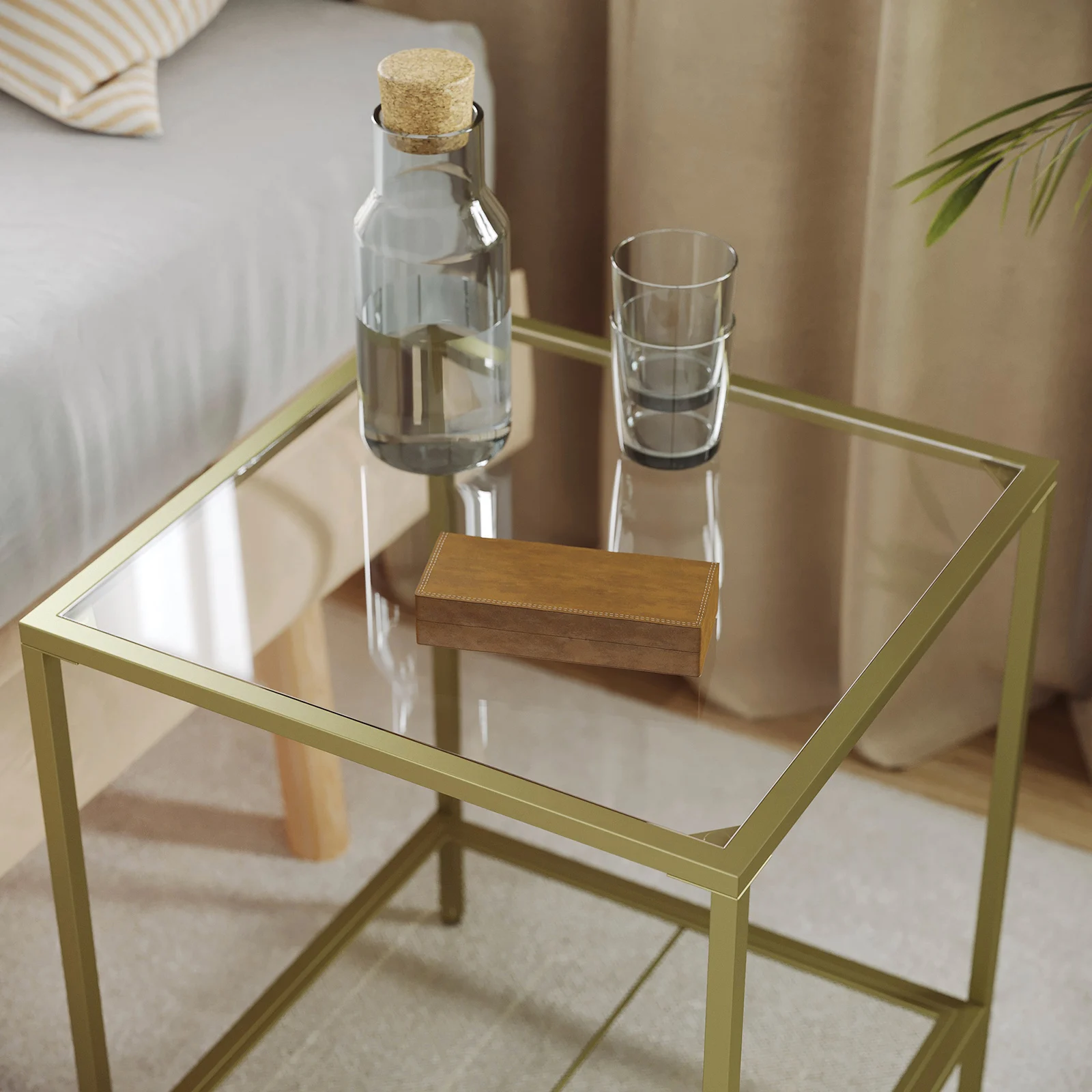 Vasagle Metal Glass Outdoor Side Tables For Living Room Luxury Gold