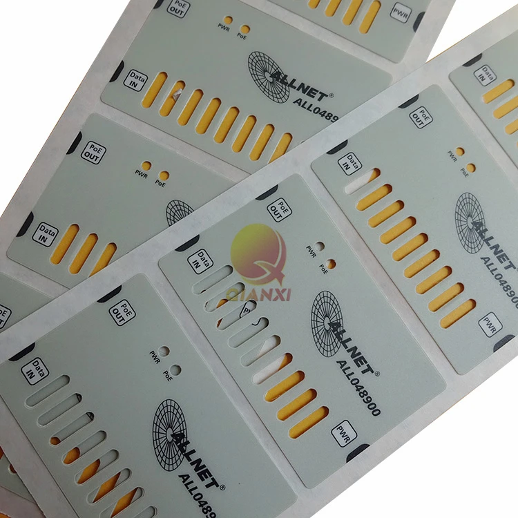 Silk Screen Printed Matte Plastic Adhesive Decals Front Control Panel Sticker Graphic Overaly Membrane Polycarbonate Labels
