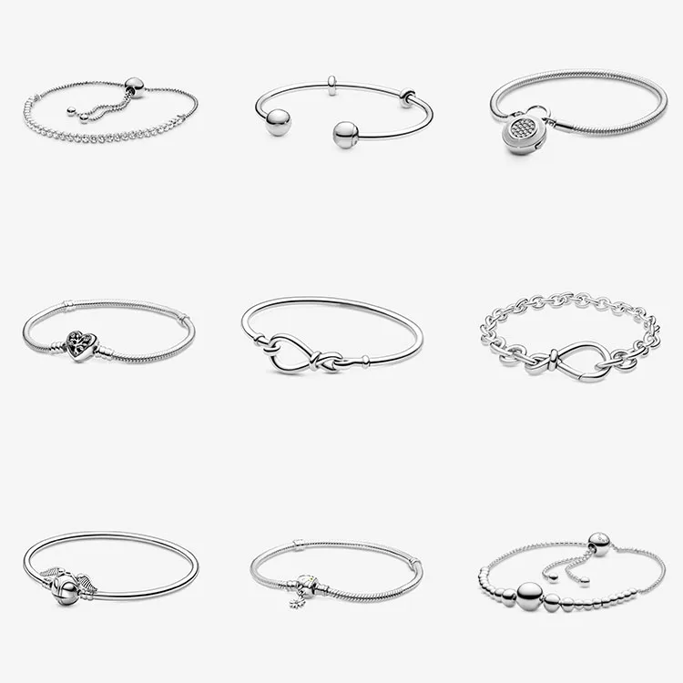 925 Silver Charms Pendant Bracelet Engraved Logo Custom Charms