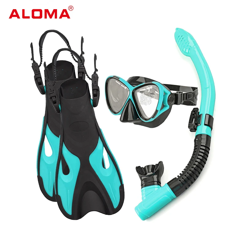 Aloma 2023 snorkeling set diving goggles snorkeling equipment fins diving gear set with bag for adults