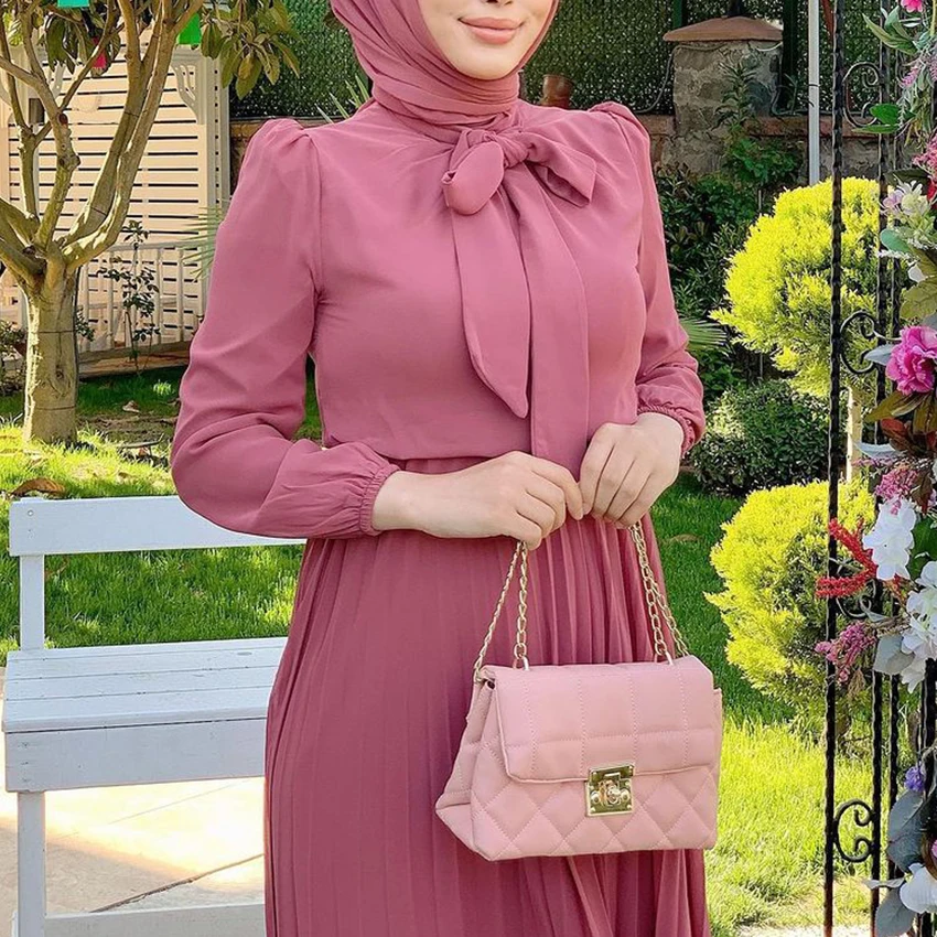 Oem Plus Size Islamic Clothing Women Pleated Designs Femmes Modest