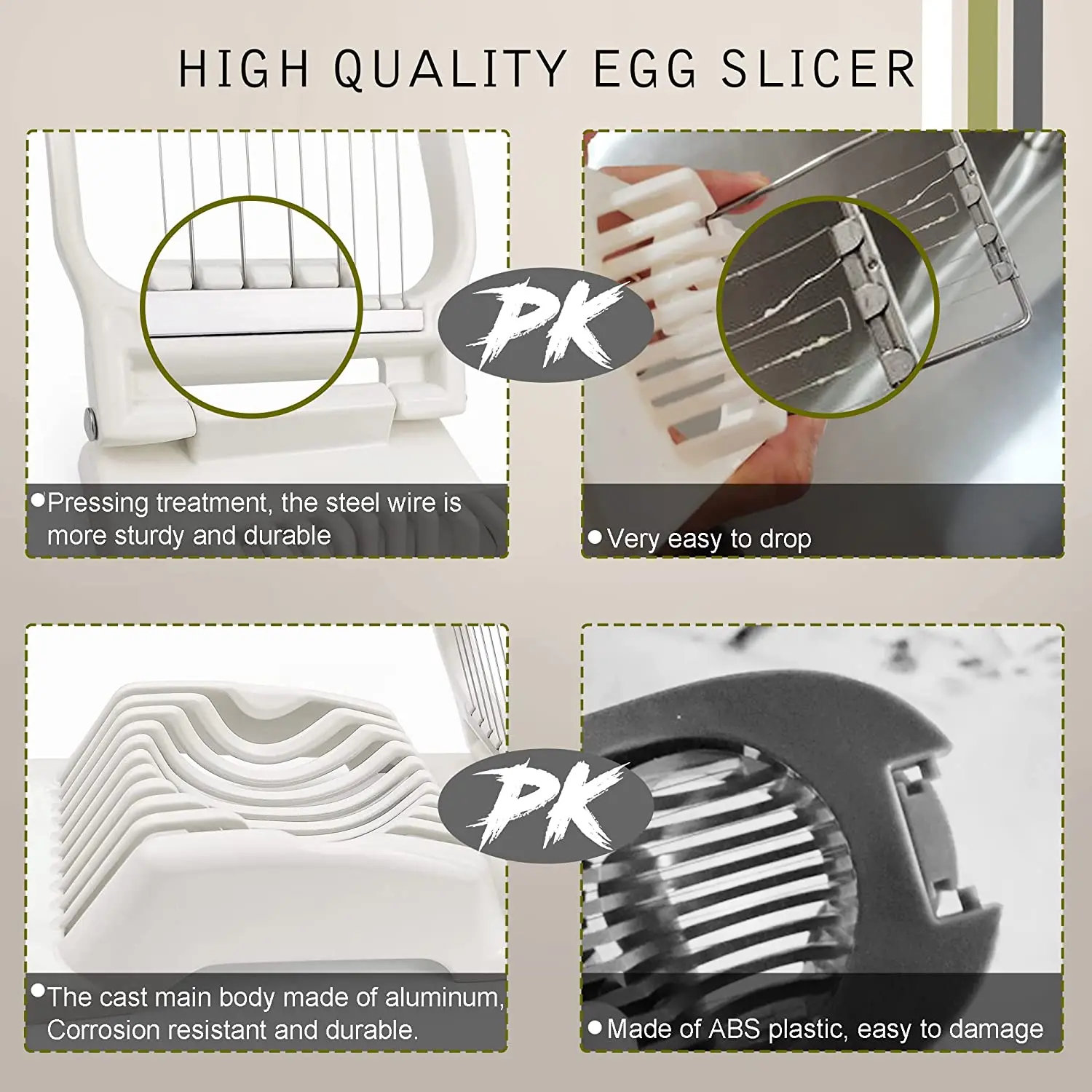 Zoe's Kitchen Good Grip Egg Slicer for Hard Boiled Eggs Heavy Duty