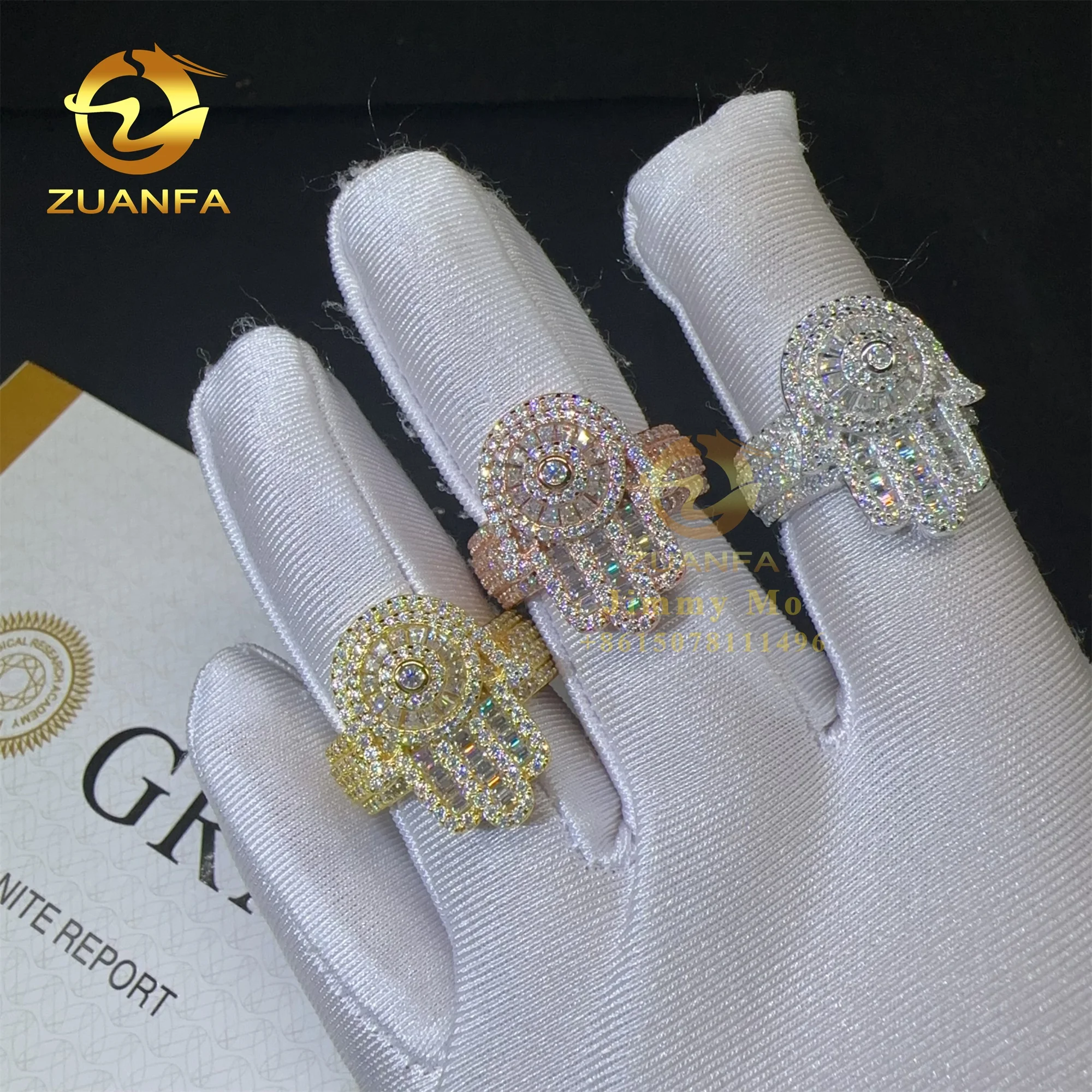 Hamsa Ring Aus 925 Sterling Silber Mit Vvs Moissanit Hip Hop_voghion.com