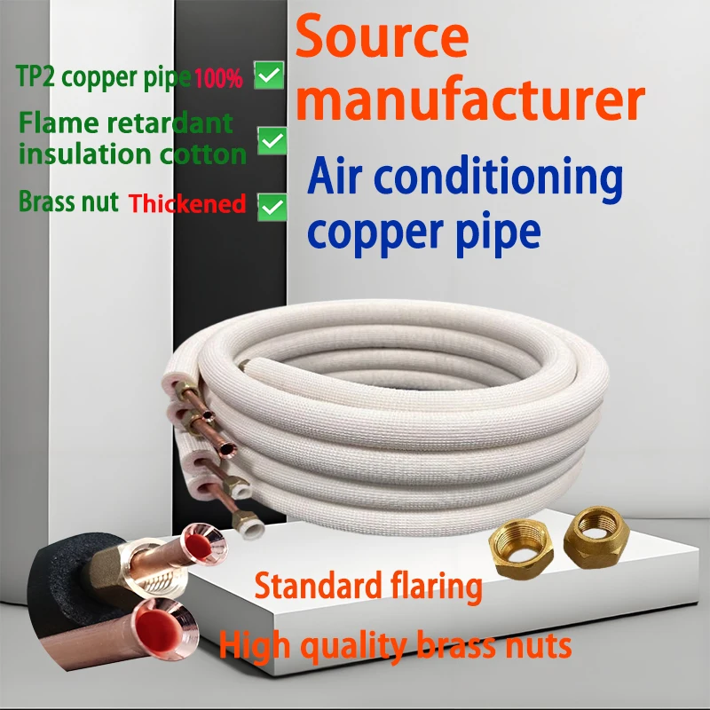 AC Line Set Copper Pipe - Complete with Insulation Sleeves & Fittings