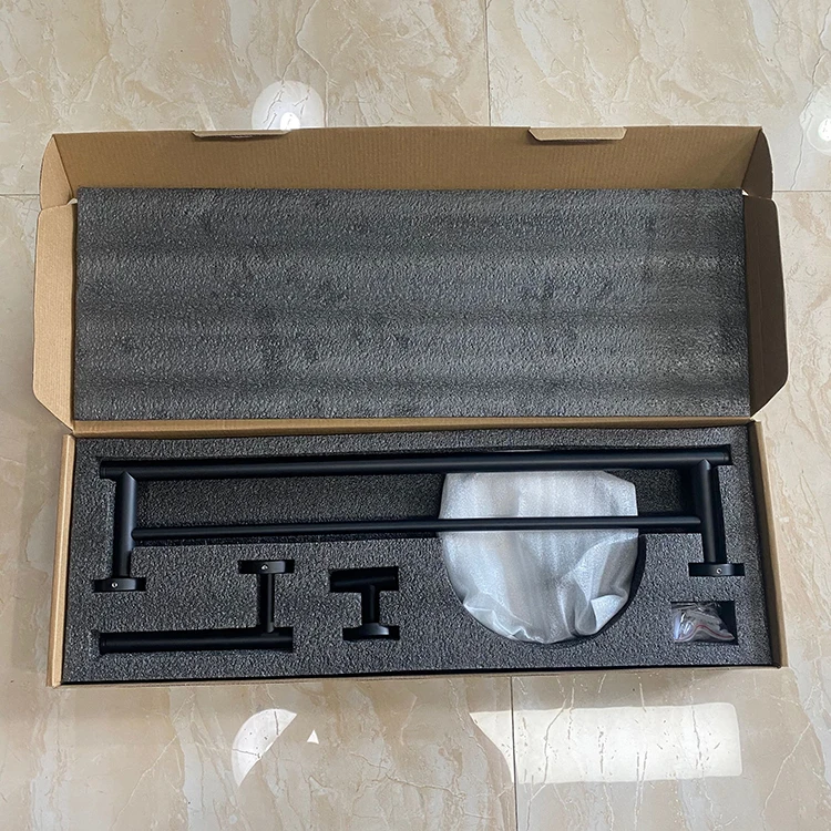 Modern Hotel 4 Piece Matte Black Bathroom Accessories Set Stainless Steel Toilet Washroom Bathroom Accessories Black