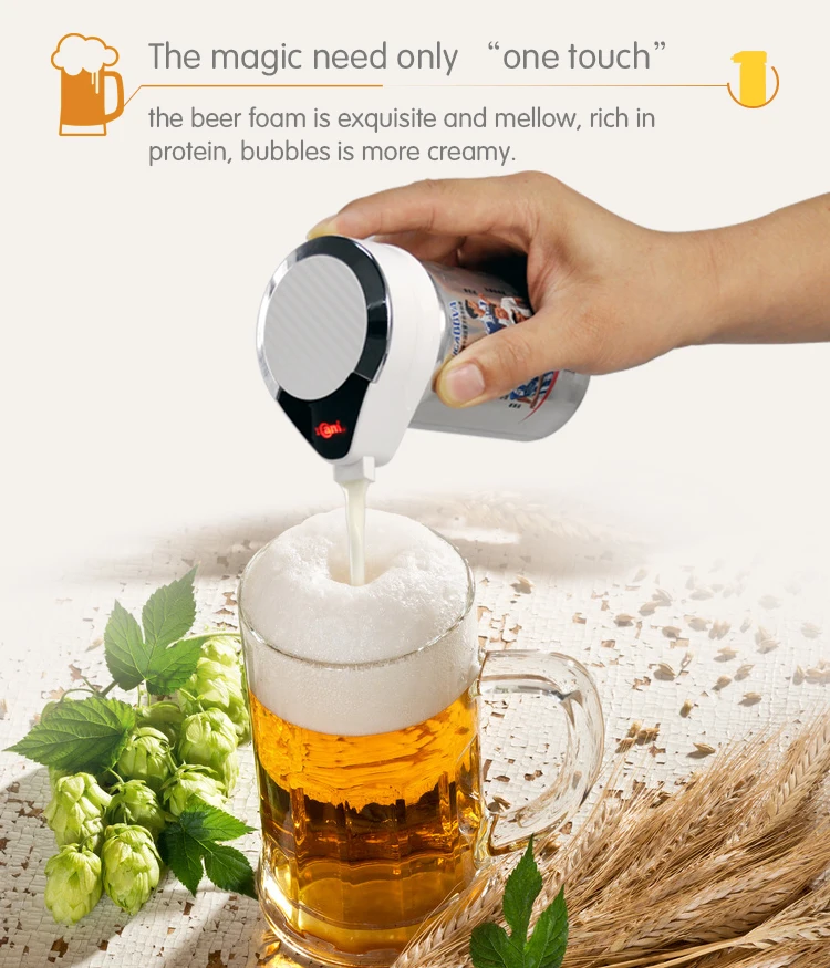 Ultrasonic Type One Touch Micro Beer Foaming Portable Beer Server for Can & Bottles Beer supplier