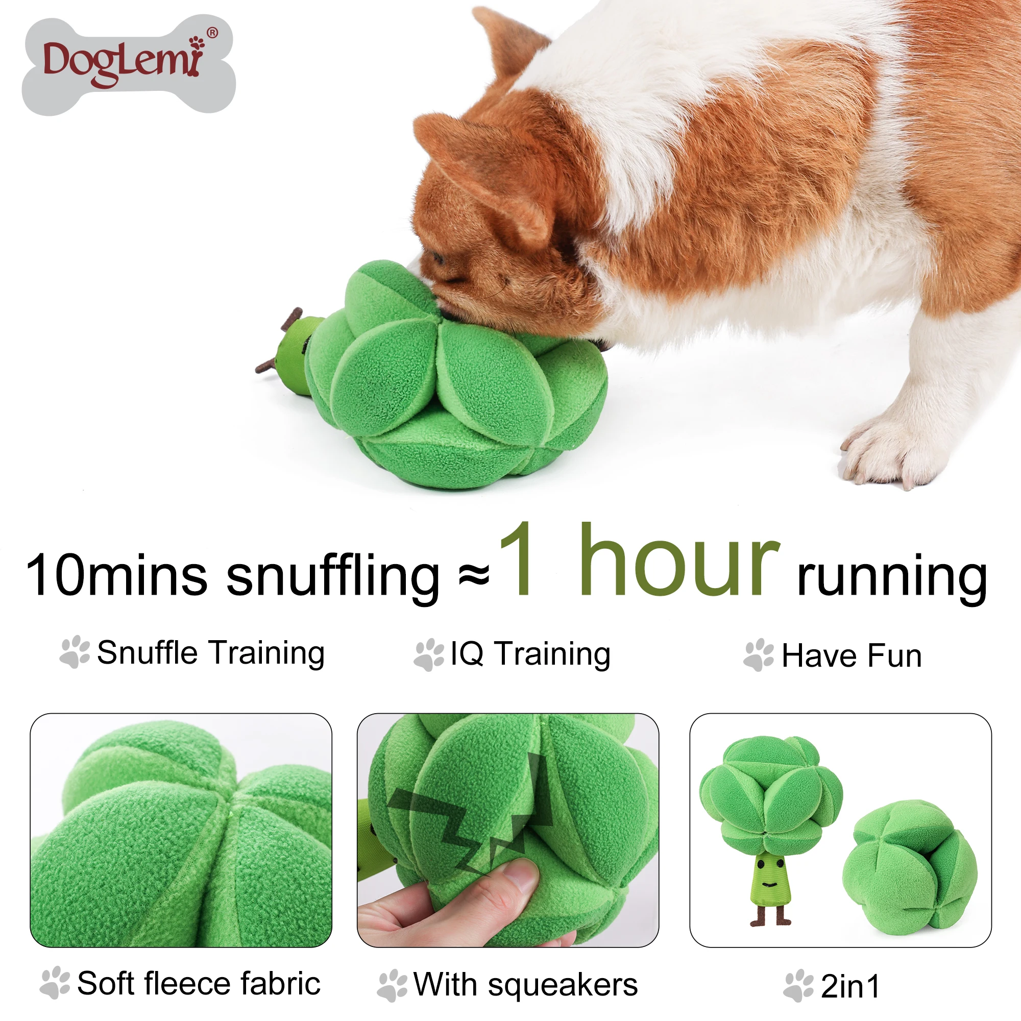 Interactive Broccoli Design Dog Toy Durable Small Medium Funny Squeakers Best Pet Carton Packaging Lovely Simple Cartoon Style