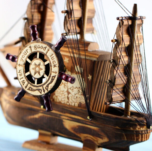 Wholesale Handmade Wooden Boat Craft Model - Feng Shui Home Decor