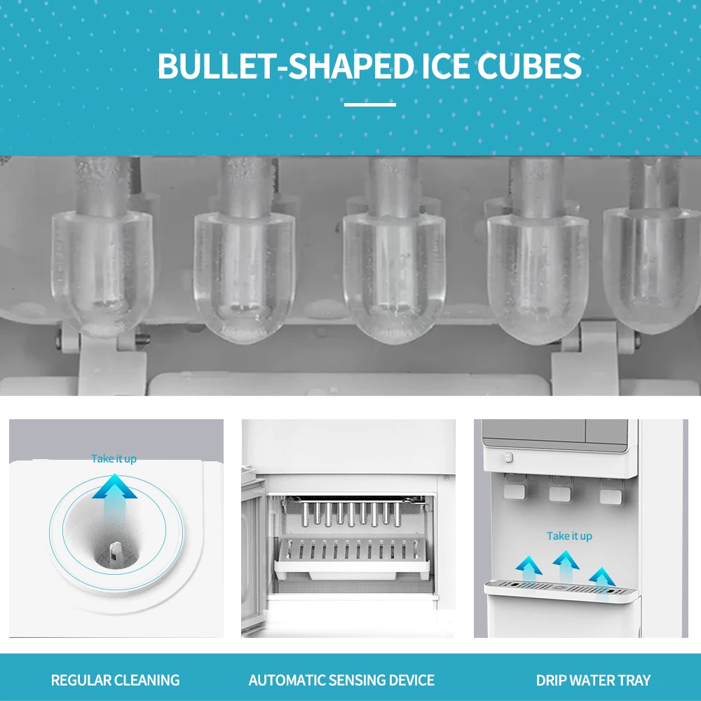 3-in-1 Hot Water Dispenser with Touch Control 3-Temperature 12kg/day Ice Maker Compressor Cooling 3-in-1 Touch Control Panel