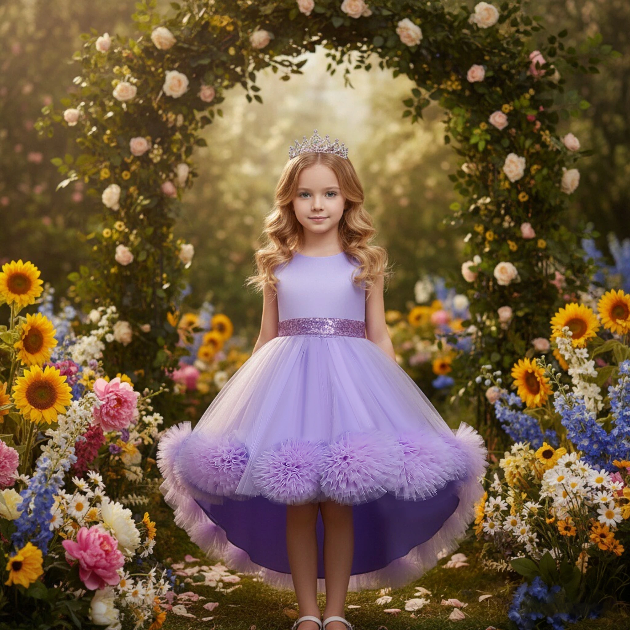 new cute dresses New Cute Handmade Flowers Lace Back Girls Pageant Dresses For Weddings