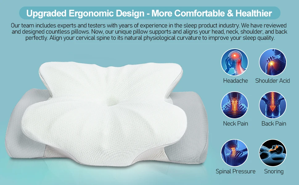 Pulatree Ergonomic Cervical Pillow For Sleeping Orthopedic Support