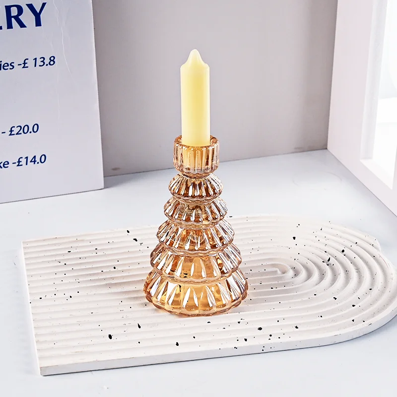 product fashion colorful glass candle holder for candlestick wedding home decoration table suitable for both sides candle holders-9