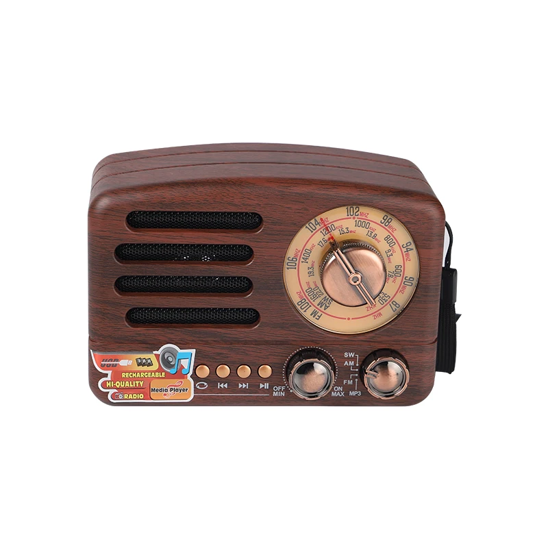 NS-3380BT ポータブルレトロ風多機能AM/FM/短波ラジオ ミニレトロ木製