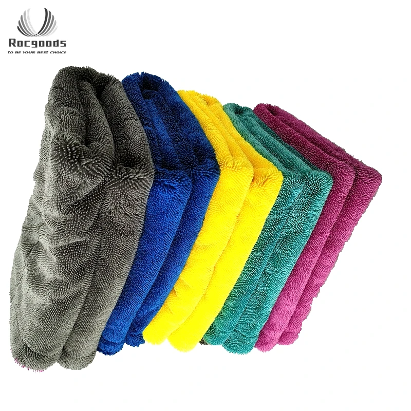Оптовая продажа, впитывающее серое полотенце из микрофибры без ворса с перекручивающейся петлей, 50*80 см, 1200 г/м2, салфетка для чистки автомобиля, полотенца