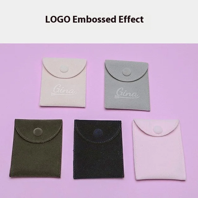 Jewelry Flannel Bag with Thickened Snap Ring Recyclable Small Cloth for Necklace Storage and Watch/Glasses Packaging