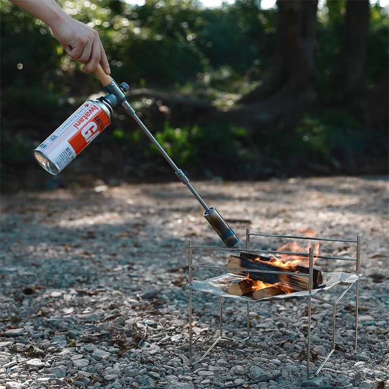 CAMPINGMOON Holzgriff, klassische abnehmbare Gasbrenner, starke Leistung, Brenner, Zünder, 12000 kcal, 360-Grad-Nutzung, Flammenpistole, Camping, Grillen – Detail 3