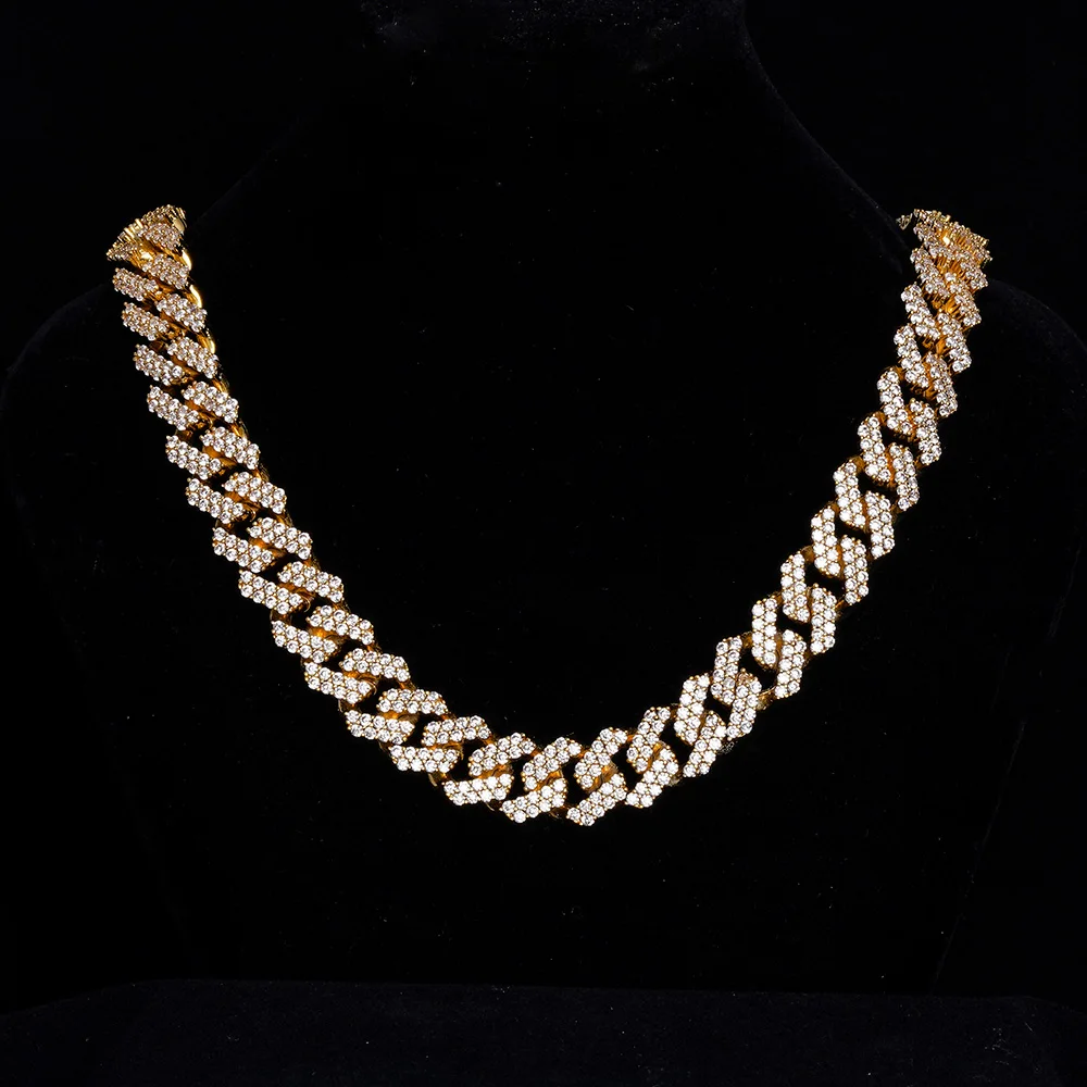 glitter Iced Out Cuban Link Necklace 極美品 Iced Out Necklace-cz Stones Diamond Necklace 18k Gold Plated