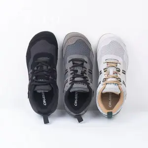 Wide Toe Box Zero Drop Barefoot Running Shoes Minimal Leather Mesh Upper Soft Slip Resistant Breathable Lightweight Men's