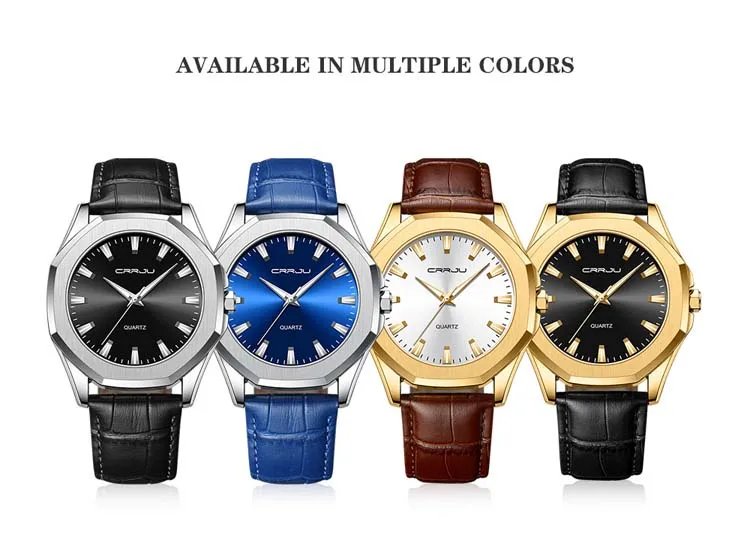 CRRJU 5015 Charming Classic Male Quartz Watch Latest Japan Movement Water Proof Luminous Vintage Business Watch Design