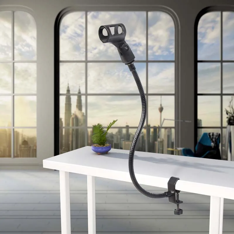 Microphone Stand with Flexible Gooseneck - Adjustable & Portable