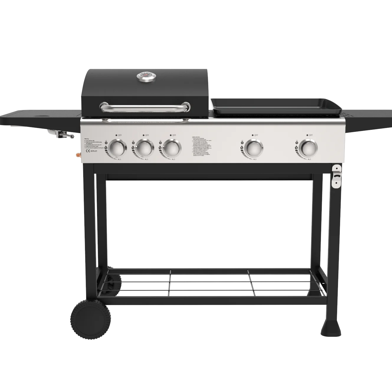 5 Burners Propane Gas Grill And Griddle Combo Grills In Black With Side