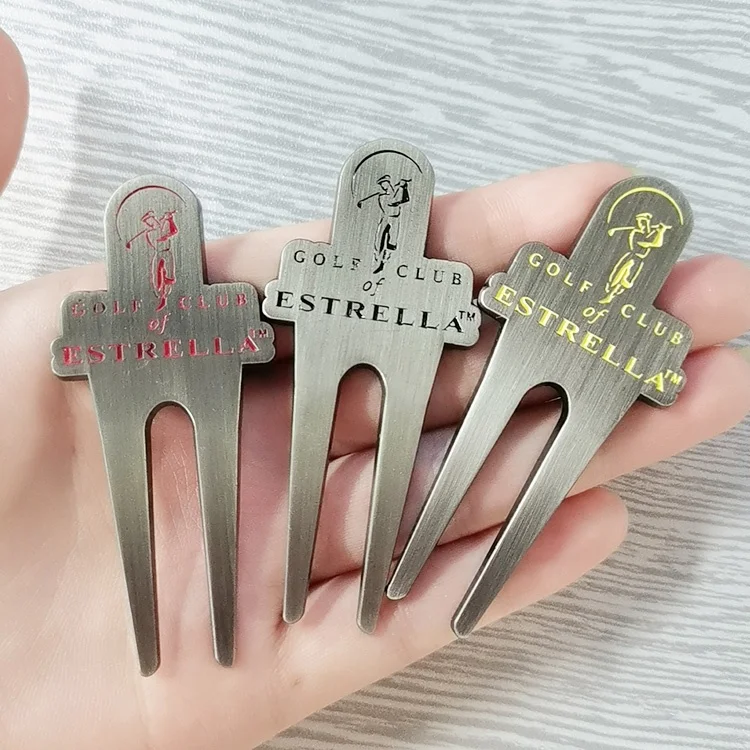 Wholesale Custom Golf Divot Repair Tool Ball Marker With Hammered Edge Custom Personalized Logo Zinc Alloy Golf Divot Tool