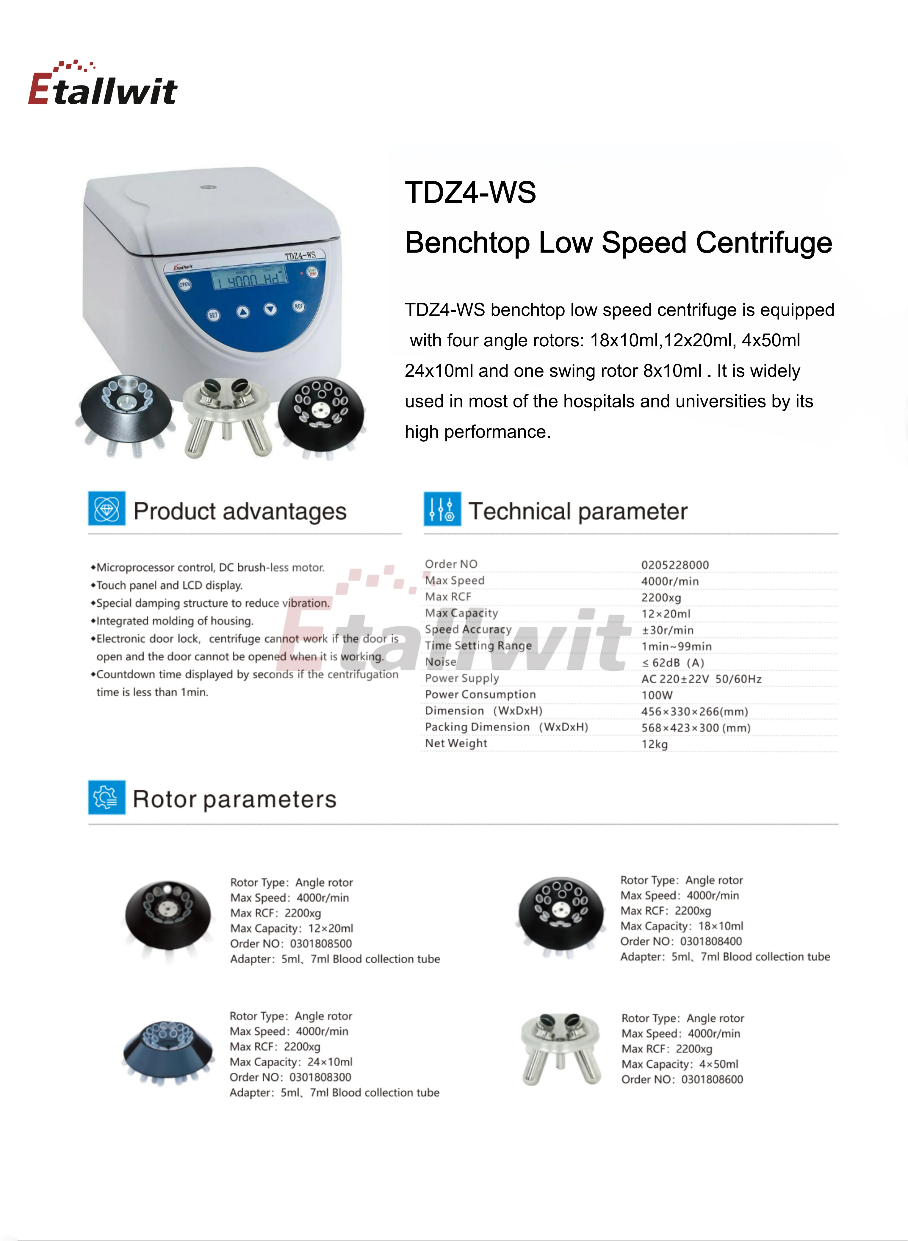 Benchtop Low Speed Automatic Balancing Centrifuge Medical Laboratory ...