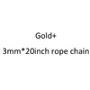Oro + 3mm * 20 pulgadas Cadena de cuerda