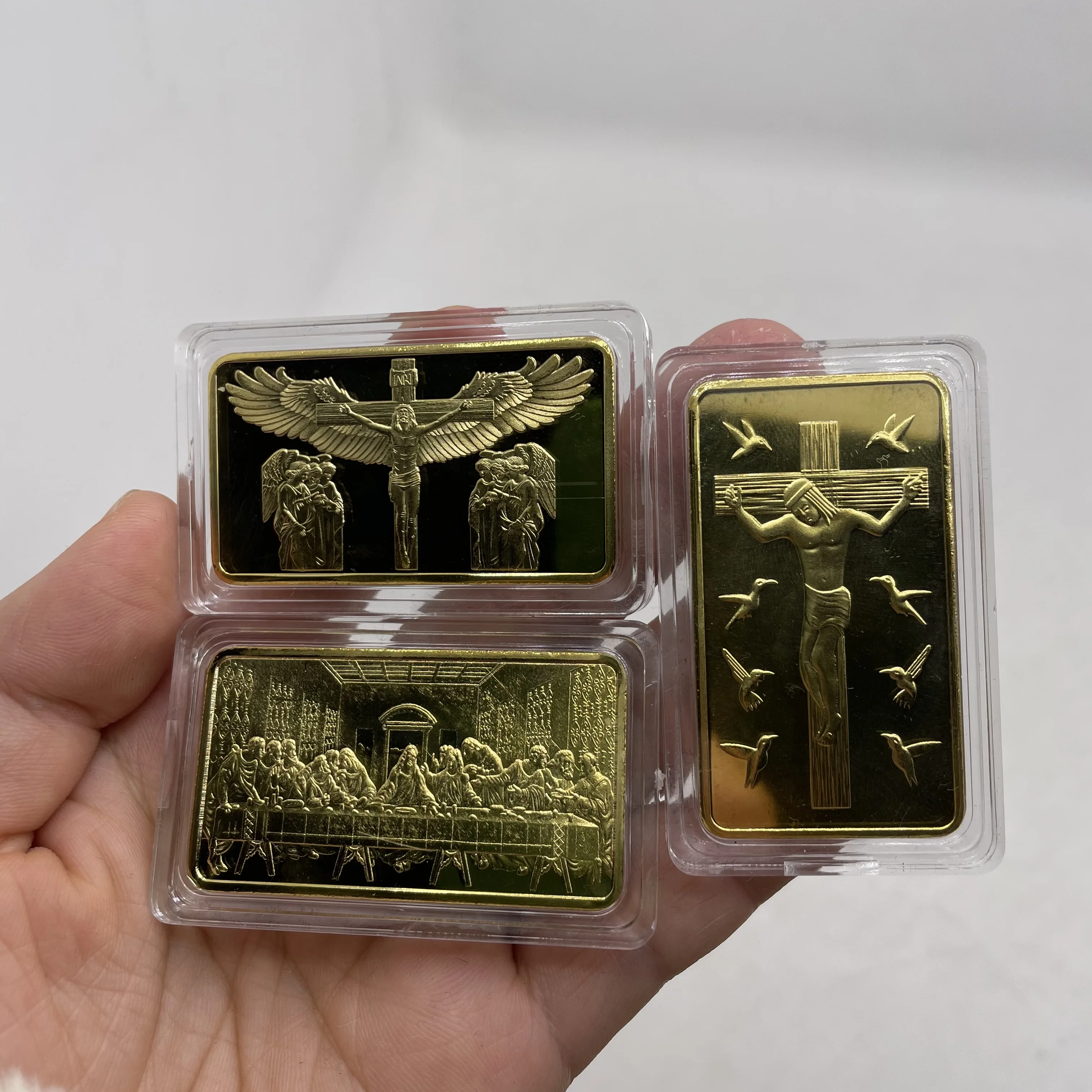 thumbnail image 2 of 10 Gold Plated Jesus Christ & Last Supper Coins - Religious Keepsake - USA 2 of 5
