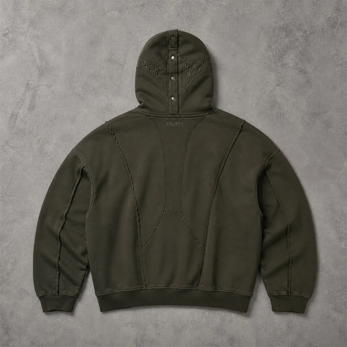 Custom Wholesale Heavyweight Vintage Washed Patchwork Oversized Pullover Hoodies for Men gallery 6