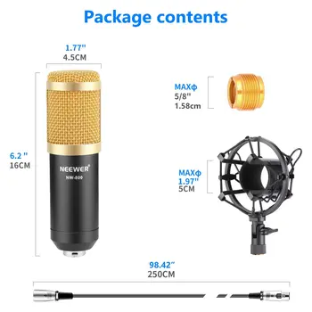 Neewer Nw-800 Professional Studio Microphone Set: Mic+Mic Shock Mount+Anti-Wind +Mic Power Cable for Recording KTV Karaoke detail image