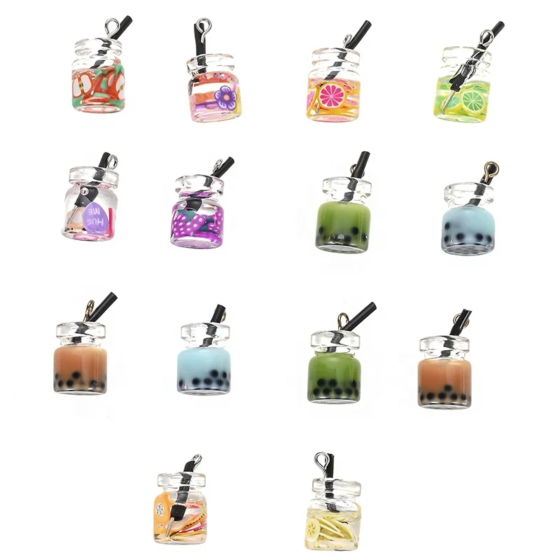 Mixed 3d Miniature Artificial Pearl Milk Tea Resin Charms - Temu