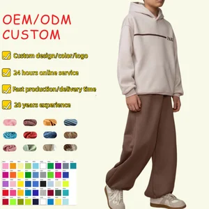Manufacture Custom Heavyweight Oversized Hoodie 100% Cotton Drop Shoulder and Sweatpants Boys Clothing Sets for Ages 4- 12