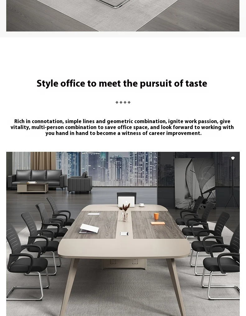 Modern White Wood Conference Table Adjustable Height Long Large Creative Negotiation Office Furniture for Commercial Use