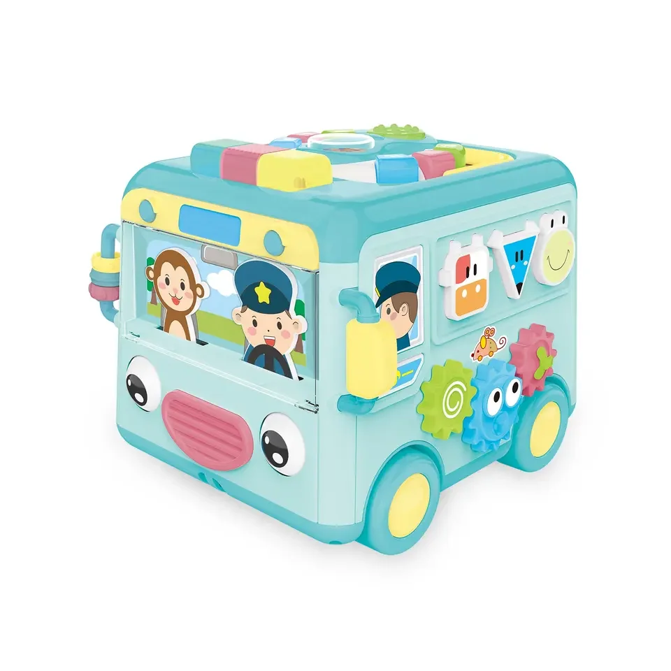 Early Education Intelligent Baby Musical Learning Toys with Sound & Light,Whack-a-Mole Game Activity Bus Toy