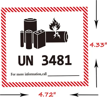 UN3481 Lithium Ion Batteries Contained In Equipment - D.O.T. Label - Foto 7