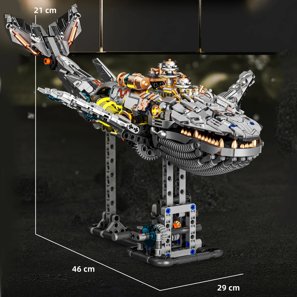 Mechanical Whale Puzzle Blocks Set - Creative Building Toy for