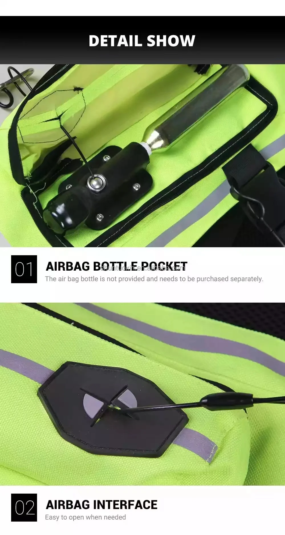 Black Motorcycle Airbag Vests Reflective Safety Vest Motorbike