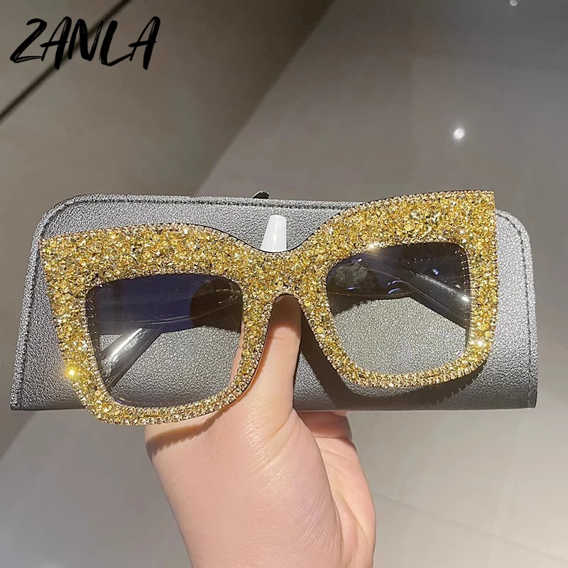 Crystal Diamond Myopia Eyeglasses Vintage Punk Square Frames Cat