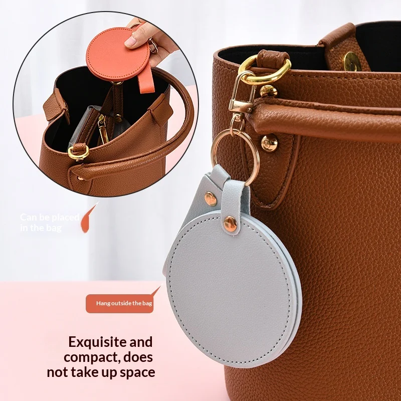 Customized Logo Round Rotating Portable Makeup Beauty Mirror Keychain Gift for Car & Commercial Use preview 3