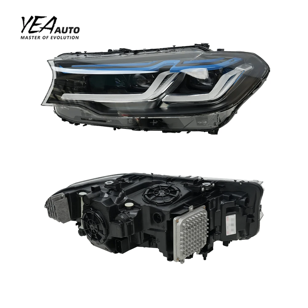 ترقية إلى مصباح أمامي بالليزر من طراز G30 LCI LED لسيارة BMW سلسلة 5 G38 G30 المصابيح الأمامية 2017 - 2020 M5 G30 المصباح الأمامي LED بنظام توصيل ولعب