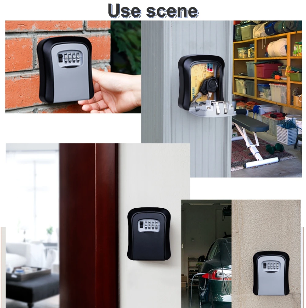 Key Lock Box Wall Mounted 4 Digit Combination Lock Box for House Key Weatherproo