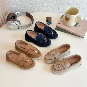 New Design Wholesale Summer Children Slip-on Shoes British Style Kids Girls Leather Soft Soled Shoes