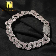 New Arrivals Rappers Hip Hop 10MM 8-Link-Chain CZ Cubic Zirconia Diamond Mixed Infinity Necklace Cuban Link Chain