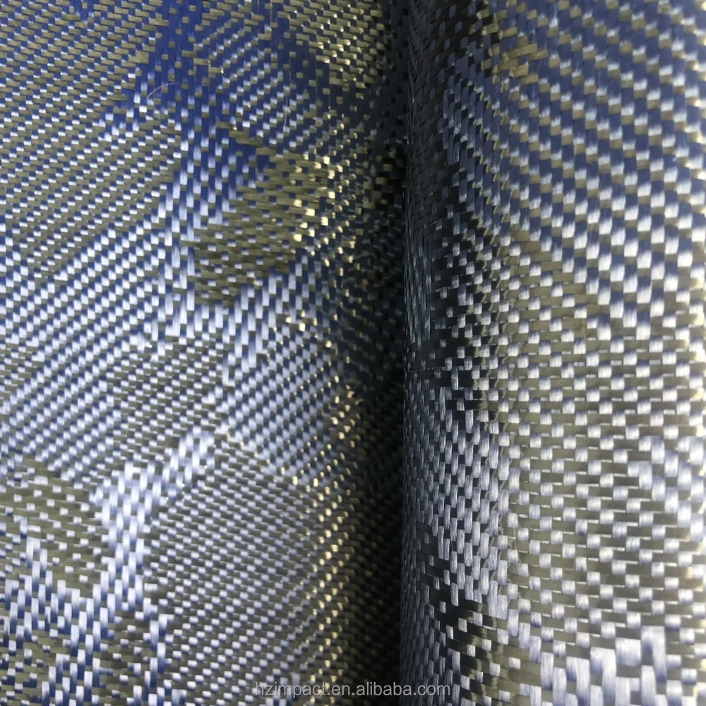 240gsm Blue Camouflage Jacquard Carbon Aramid Hybrid Fiber Fabric for Use Carbon Fiber Fabric with Camouflage Design